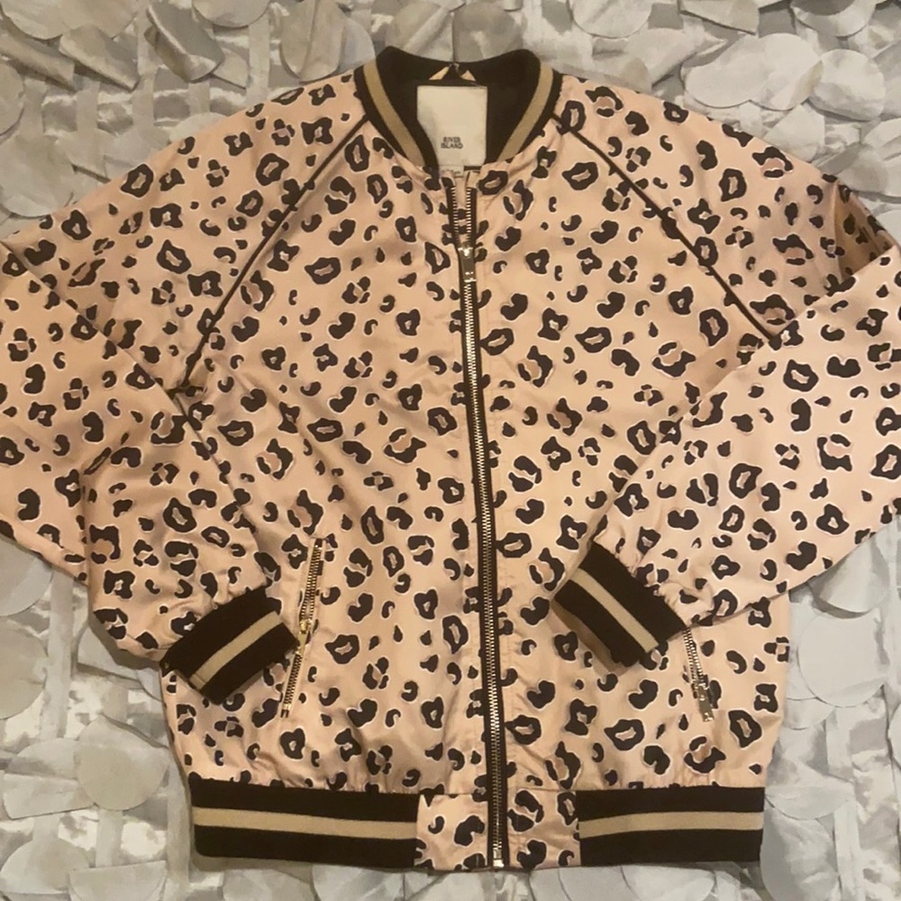 Brand new blush color leopard number jacket for girls.